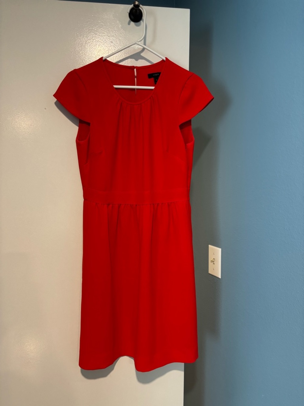J. Crew Bright Red Cap-Sleeve Midi Dress